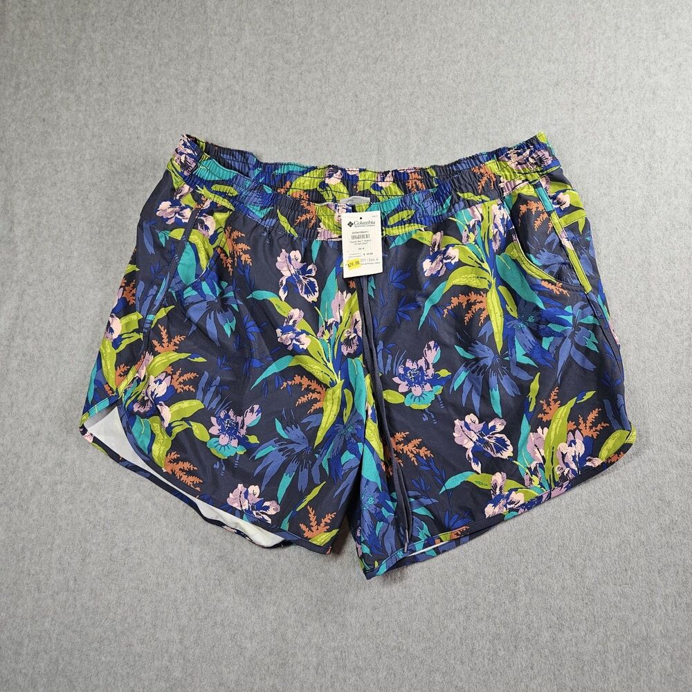 Columbia Women's Bogata Bay Stretch Print floral shorts Plus Size XXL 2X